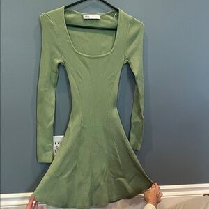 Zara Olive Long Sleeve Dress
